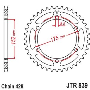 Pinion spate 51 dinti pas lant 428 – Yamaha DT 125 R - DT 125 RH - WR 125 R - WR 125 X