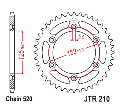 Pinion spate 52 dinti pas lant 520 – Honda CR - CRF - XR 125-150-230-250-400-450-500-650cc