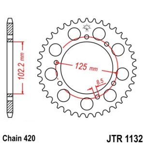 Pinion spate 53 dinti pas lant 420 – Derbi Senda 50 R (03-04) - Senda 50 R DRD (07-10) - Senda 50 SM DRD Pro (07-15) - Rieju RR