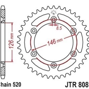 Pinion spate 53 dinti pas lant 520 - Suzuki RM 125 (83-12) - RM 250 (81-12) - RM-Z 250 (07-17) - DR 350 (90-97) - DR-Z 400 - RM-Z 450