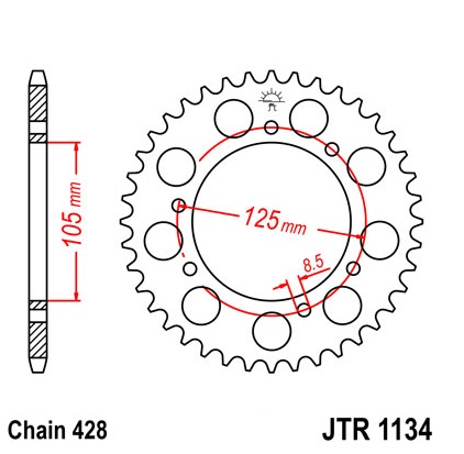 Pinion spate 56 dinti pas lant 428 – Derbi Senda - Senda R- SM - Malaguti X3M - Rieju SMX - Peugeot XPS - Yamaha XT 125 X-R 125cc