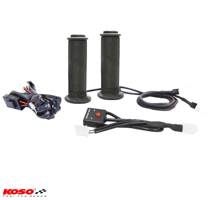 Set mansoane incalzite universale Koso - culoare: negru (motociclete, scutere) (lungime: 120 mm - pentru ghidon de 22 mm)