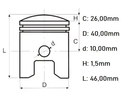 Piston kit motor bicicleta 50cc (40mm bolt 10mm) - imagine 2
