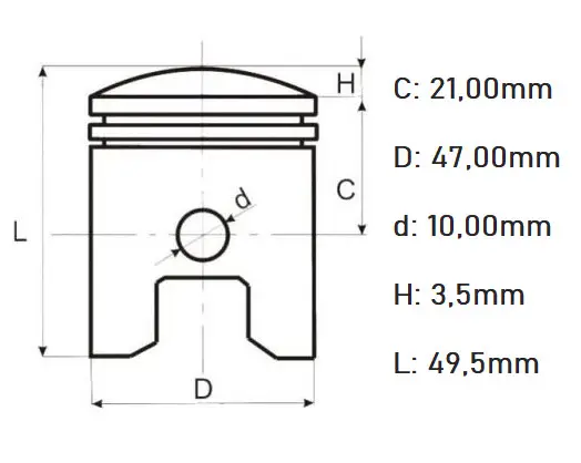 Piston kit motor bicicleta 80cc (47mm bolt 10mm) - imagine 4