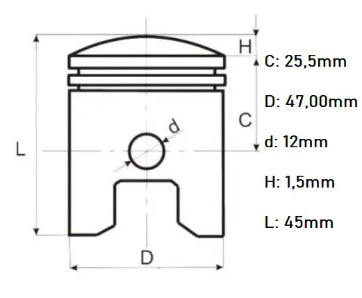 Piston scuter Derbi 2006, 70cc, 47mm - imagine 2
