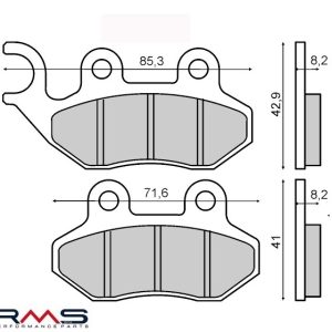 Set placute frana PGO TREX 50 - 150cc - SYM Alpha - Jet - Jungle - Mask - Red Devil Super Fancy 50-150cc (RMS)