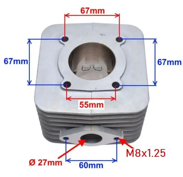 Set motor scuter 2T 125cc Piaggio (racire aer) Ø55mm - imagine 3