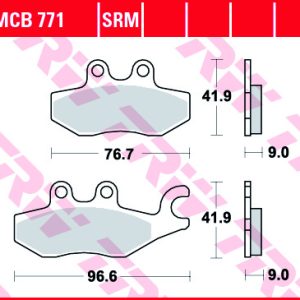 Set placute frana fata-spate TRW MCB771SRM - Piaggio Beverly - Medley - MP3 - X7 - X8 - X9 Evo - X Evo - X10 Executive 125-250-30-350-400-500cc