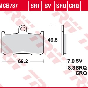 Set placute frana fata TRW MCB737 - Indian Chief 1800 - Kawasaki Z 800-1000 - Suzuki GSX-S 750 - GSX 1300 B-King - Triumph Speed Triple