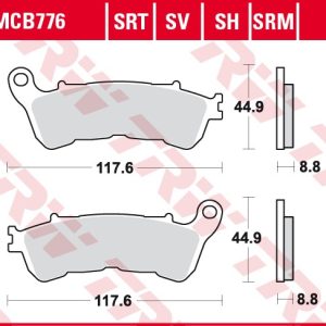 Set placute frana fata TRW MCB776SRM - Honda Forza - Jazz - SH 250-300 - Hornet 600 - VFR 800 - Varadero 1000 - Suzuki Burgman - Sixteen 125-250cc