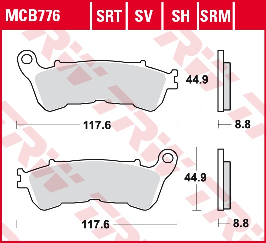 Set placute frana fata TRW MCB776SRM - Honda Forza - Jazz - SH 250-300 - Hornet 600 - VFR 800 - Varadero 1000 - Suzuki Burgman - Sixteen 125-250cc