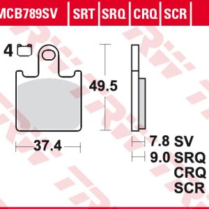 Set placute frana fata TRW MCB789SV - Kawasaki ZX-6R 60 Ninja (07-17) - Z 750 R (11-14) - Z 1000 (06-09) - GTR - ZZR 1400 (set 4 buc)