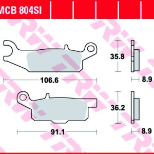 Set placute frana spate dreapta TRW MCB804SI - ATV Yamaha YFM Grizzly (09-11) 550cc - YFM Grizzly (07-13) 700cc