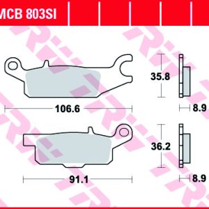 Set placute frana spate stanga TRW MCB803SI - ATV Yamaha YFM Grizzly (09-11) 550cc - YFM Grizzly (07-13) 700cc