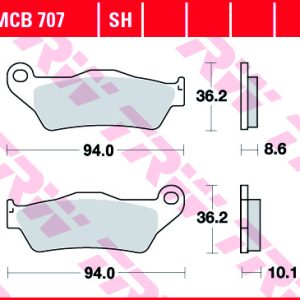 Set placute frana spate TRW MCB707 - BMW R 850 - R 850 R ABS (97-07) - R 1100 (93-05) - R 1150 GS (99-06) - K/R 1200 R (00-15)