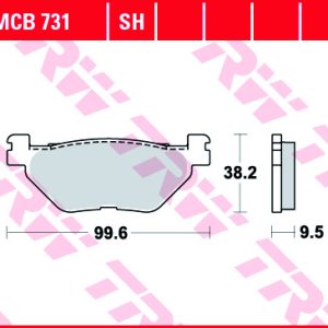 Set placute frana spate TRW MCB731SH - Yamaha TDM 900 - TDM-A 900 A - XV 950 - XT 1200 - FJR 1300 - XVS 1300 - XV 1900