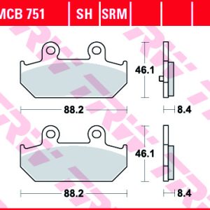 Set placute frana spate TRW MCB751SH - Suzuki AN 400 Burgman (07-20) - AN 650 Burgman (03-20) 4T LC 400-650cc