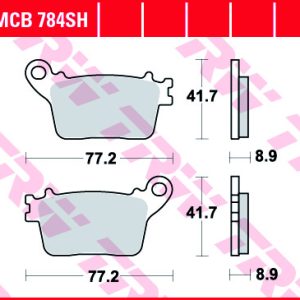 Set placute frana spate TRW MCB784SH - Honda Hornet - CBR 600 - CBR 1000 - Kawasaki ZX6R-10R Ninja - Yamaha YZF-R1 1000
