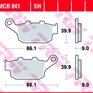 Set placute frana spate TRW MCB841SH - Honda CB 500 F - CB 500 X - CTX 700 ABS - NC 700 - NC 700 Integra - X-ADV 750