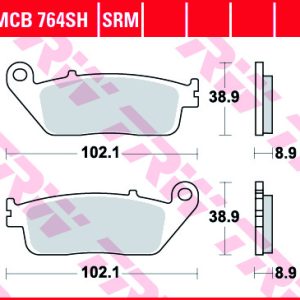 Set placute frana spate TRW MCB764SRM - Honda FJS 400 Silverwing (06-16) - FJS 600 Silverwing (03-16) 4T LC 400-600cc