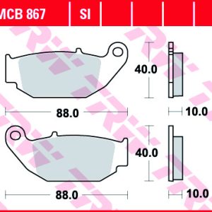 Set placute frana spate TRW MCB867 - Honda CBR 125 (12-19) - MSX 125 (13-20) - CRF 250 (13-20) - Suzuki GSX-R 125 (17-20)