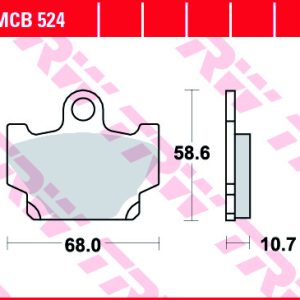 Set placute frana TRW MCB524 -Yamaha RD (82-84) 80-125cc - SR 125 (92-96) - SR 250 (91-98) - XV 250 Virago (89-94) - XT 600