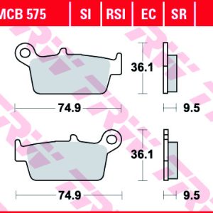 Set placute frana TRW MCB575 - Gas Gas EC - Honda CRM - CRE - XLR 50-650cc - Kymco Sniper - Yup - Yamaha YZ - WR 125-426cc