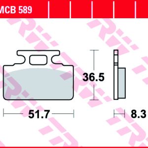 Set placute frana TRW MCB589 - Honda ZB 50 Monkey (88-91) - Honda 80-125cc - Lead - SYM Cinderella - DD - Jolie - Mio 50cc