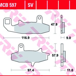 Set placute frana TRW MCB597 - Suzuki DR 650 R (92-94) - DR 650 RE (94-95) - DR 650 REU (94-95) - DR 650 RS (90-91) - DR-Z 800