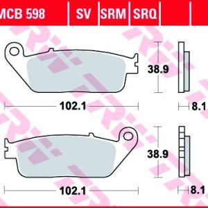 Set placute frana TRW MCB598 - Honda CB 400-600-1000 - CBR 750 - VT 1100 Shadow - Kymco People - Xciting- Suzuki GSF - GSX 400cc