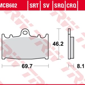 Set placute frana fata TRW MCB602 - Kawasaki ZXR - ZZR 400-1100 - ZX Ninja 600-900 - Suzuki GSF-GSX