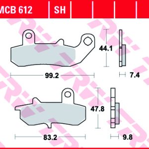 Set placute frana TRW MCB612SH - Suzuki DR 650 R (92-94) - DR 650 RE (94-95) - DR 650 REU (94-95) - DR 650 RS (90-91) - DR-Z 800