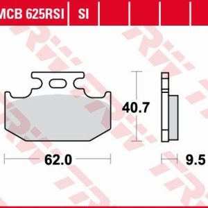 Set placute frana TRW MCB625SI – Kawasaki KX-KLX 125-250cc – Suzuki RM–RMX–DR 125-350cc – Yamaha FZR–DT-WR 50-600cc