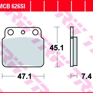 Set placute frana TRW MCB626SI - ATV Kawasaki KFX - KSX 400 - Suzuki LT-R 250 - LT-Z 400 Quad Sport - LT-R 450 Quad Racer