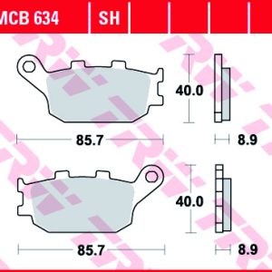 Set placute frana TRW MCB634 - Honda Jazz - CBF - CBR - Transalp - Suzuki V Strom - Bandit 600-1200 - Yamaha YZF-R1 600-1000cc