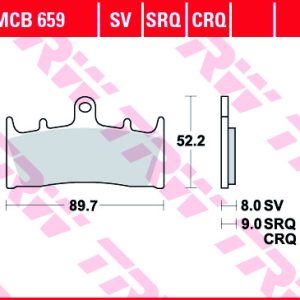 Set placute frana TRW MCB659 - Kawasaki ZRX 400-1200 - ZX Ninja 600-1200 - ZRX - Suzuki GS - GSF - GSX R Hayabusa 750-1300