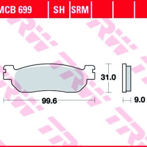 Set placute frana TRW MCB699 – MBK Skyliner 250cc – Yamaha X City – X Max 250cc – YZF R6 - R1 600-1000cc