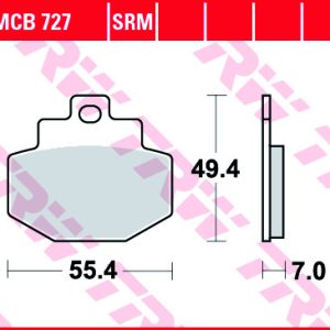 Set placute frana TRW MCB727 - Gilera Runner VX - VXR 125-200cc - Piaggio DNA - Super Hexagon 50-250cc - Vespa Granturismo - GTS 125-250cc