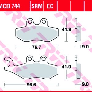 Set placute frana MCB744SRM - Gilera DNA - Runner - Piaggio Fly - Beverly - X7 - X8 - X9 50-400cc - Peugeot Geopolis 125-400cc (etrier Heng Tong)