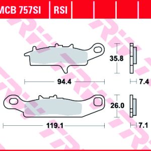 Set placute frana TRW MCB757SI - Kawasaki KFX 400 - KVF Brute Force (05-13) - Prairie 700 - Suzuki LT-V Twin Peaks (04-05) 700cc