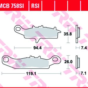 Set placute frana TRW MCB758SI - Kawasaki KFX 400 - KVF Brute Force (05-13) - Prairie 700 - Suzuki LT-V Twin Peaks (04-05) 700cc