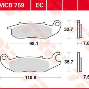 Set placute frana TRW MCB759 - Honda ANF Innova (07-12) - CBF (09-) - CBR-R (04-)- Piaggio Medley - New Liberty 4T 125-150cc