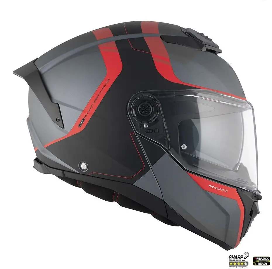 Casca modulabila pentru scuter - motocicleta MT Atom 2 SV Emalla B15 gri/rosu mat (ochelari soare integrati) Pinlock Ready – tip viziera: MT-V-35 XXL (63/64cm) - imagine 4