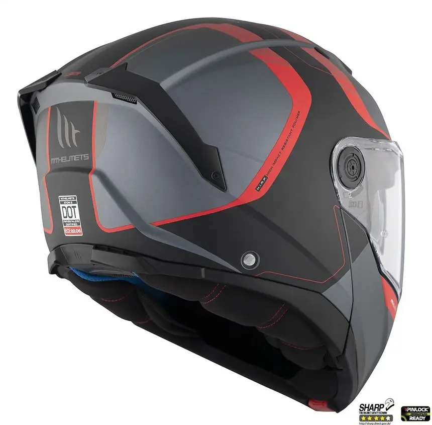 Casca modulabila pentru scuter - motocicleta MT Atom 2 SV Emalla B15 gri/rosu mat (ochelari soare integrati) Pinlock Ready – tip viziera: MT-V-35 XXL (63/64cm) - imagine 5