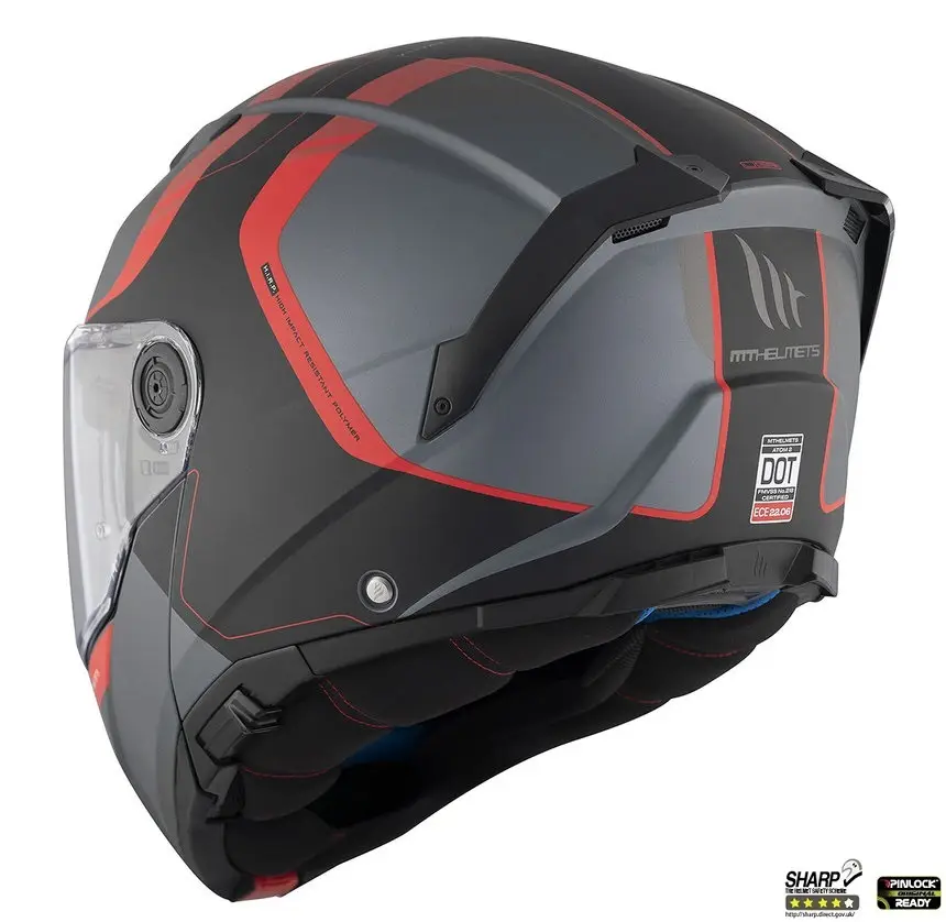 Casca modulabila pentru scuter - motocicleta MT Atom 2 SV Emalla B15 gri/rosu mat (ochelari soare integrati) Pinlock Ready – tip viziera: MT-V-35 XXL (63/64cm) - imagine 7