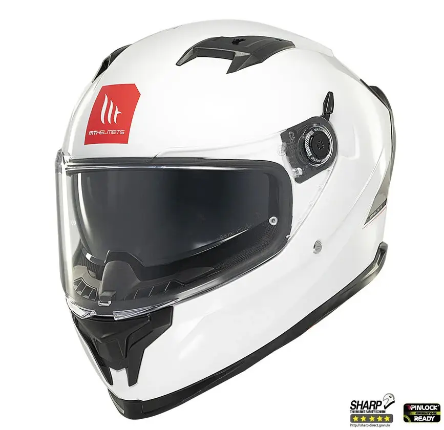 Casca integrala pentru scuter - motocicleta MT Braker SV A0 alb lucios (ochelari soare integrati) – tip viziera: MT-V-28B – DKS435 – punctaj maxim SHARP Test – 5 stele S (55/56cm) - imagine 2