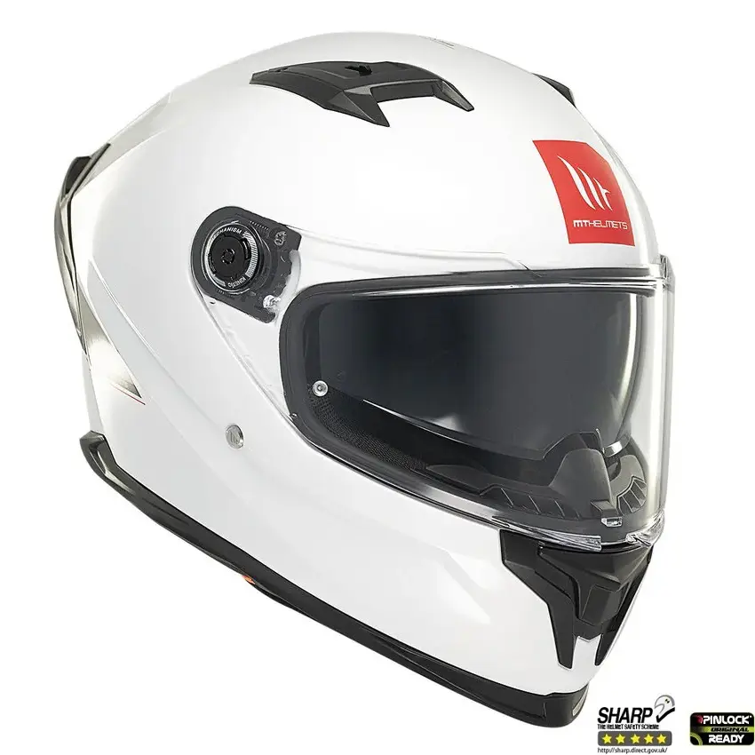 Casca integrala pentru scuter - motocicleta MT Braker SV A0 alb lucios (ochelari soare integrati) – tip viziera: MT-V-28B – DKS435 – punctaj maxim SHARP Test – 5 stele S (55/56cm) - imagine 4