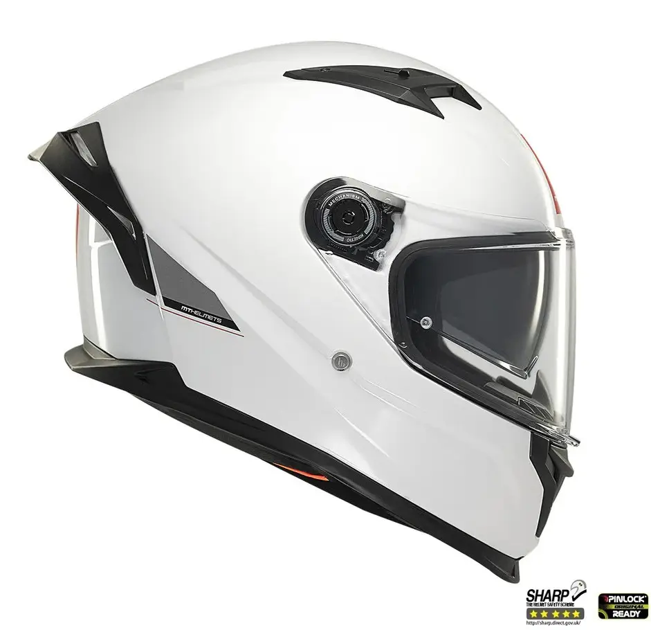 Casca integrala pentru scuter - motocicleta MT Braker SV A0 alb lucios (ochelari soare integrati) – tip viziera: MT-V-28B – DKS435 – punctaj maxim SHARP Test – 5 stele S (55/56cm) - imagine 5