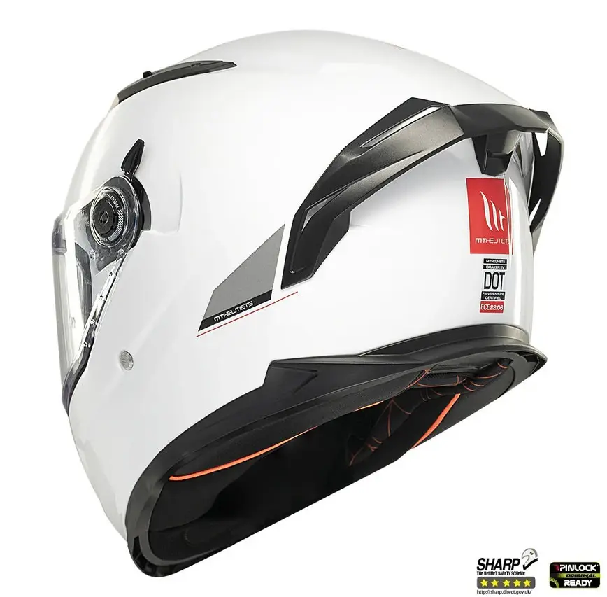 Casca integrala pentru scuter - motocicleta MT Braker SV A0 alb lucios (ochelari soare integrati) – tip viziera: MT-V-28B – DKS435 – punctaj maxim SHARP Test – 5 stele S (55/56cm) - imagine 8