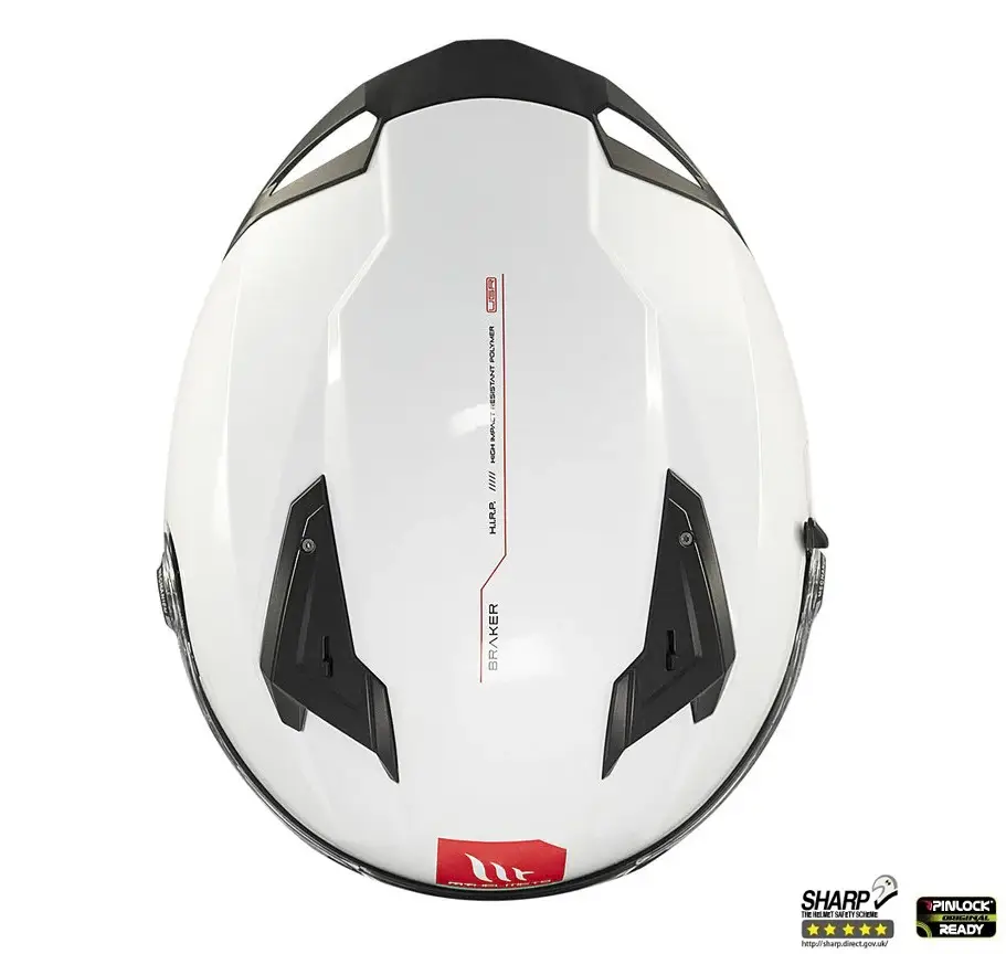 Casca integrala pentru scuter - motocicleta MT Braker SV A0 alb lucios (ochelari soare integrati) – tip viziera: MT-V-28B – DKS435 – punctaj maxim SHARP Test – 5 stele S (55/56cm) - imagine 9